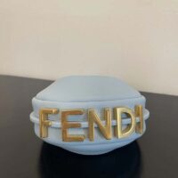 Fendi Women FF Nano Fendigraphy Light Blue Leather Charm (9)