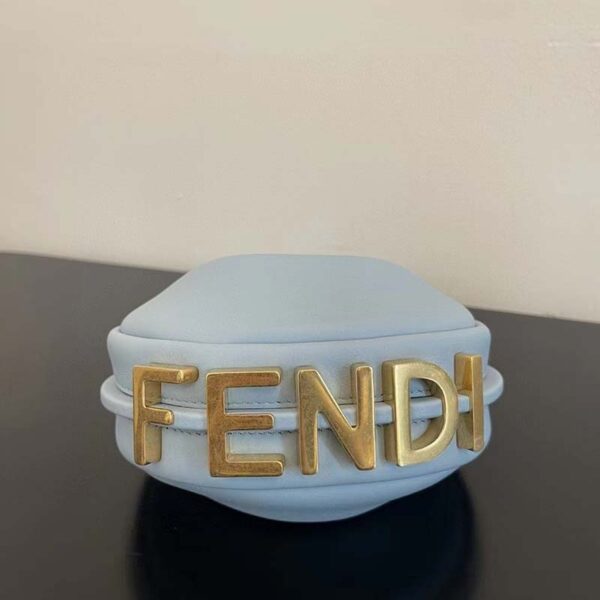 Fendi Women FF Nano Fendigraphy Light Blue Leather Charm (8)