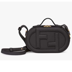 Fendi Women FF O’Lock Mini Camera Case Black Leather Mini Bag