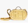 Fendi Women FF O’Lock Mini Camera Case Gold Laminated Leather Mini Bag