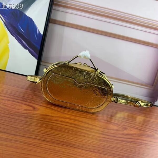 Fendi Women FF O’Lock Mini Camera Case Gold Laminated Leather Mini Bag (6)