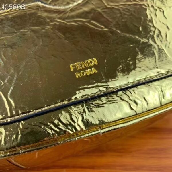Fendi Women FF O’Lock Mini Camera Case Gold Laminated Leather Mini Bag (9)