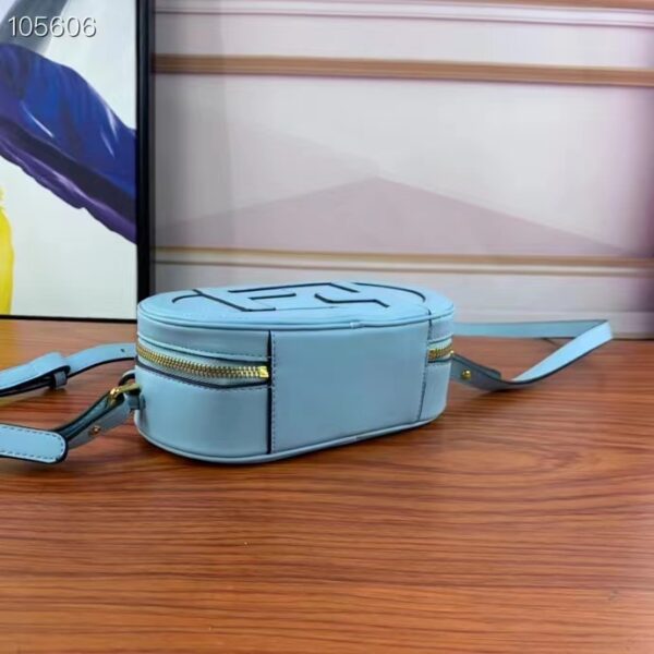 Fendi Women FF O’Lock Mini Camera Case Light Blue Leather Mini Bag (1)