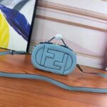Fendi Women FF O’Lock Mini Camera Case Light Blue Leather Mini Bag – Image 2