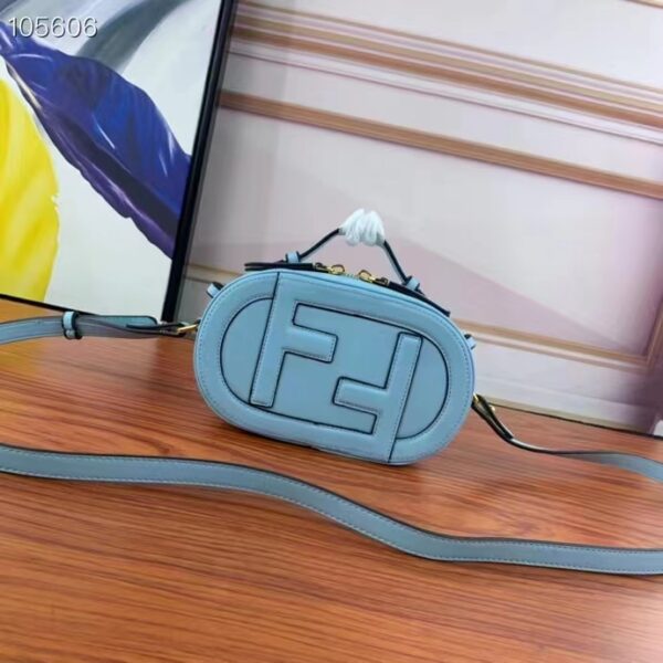 Fendi Women FF O’Lock Mini Camera Case Light Blue Leather Mini Bag (2)
