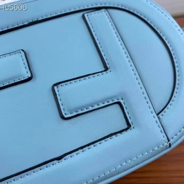 Fendi Women FF O’Lock Mini Camera Case Light Blue Leather Mini Bag (4)