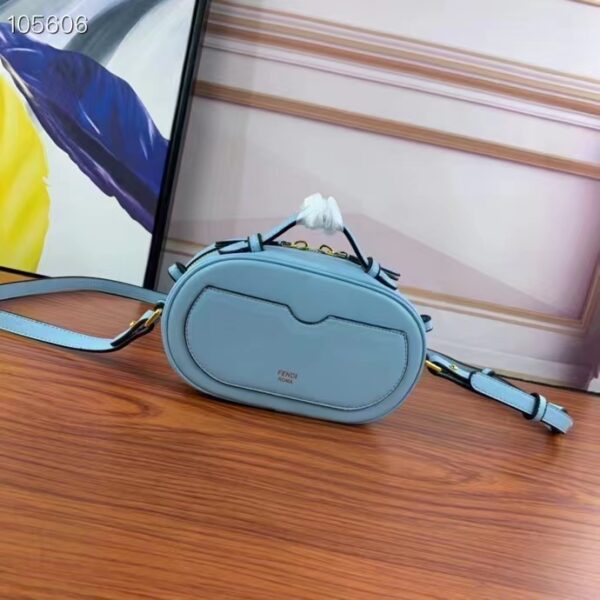 Fendi Women FF O’Lock Mini Camera Case Light Blue Leather Mini Bag (6)