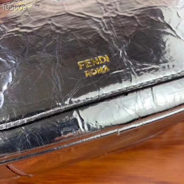 Fendi Women FF O’Lock Mini Camera Case Silver Laminated Leather Mini Bag (3)