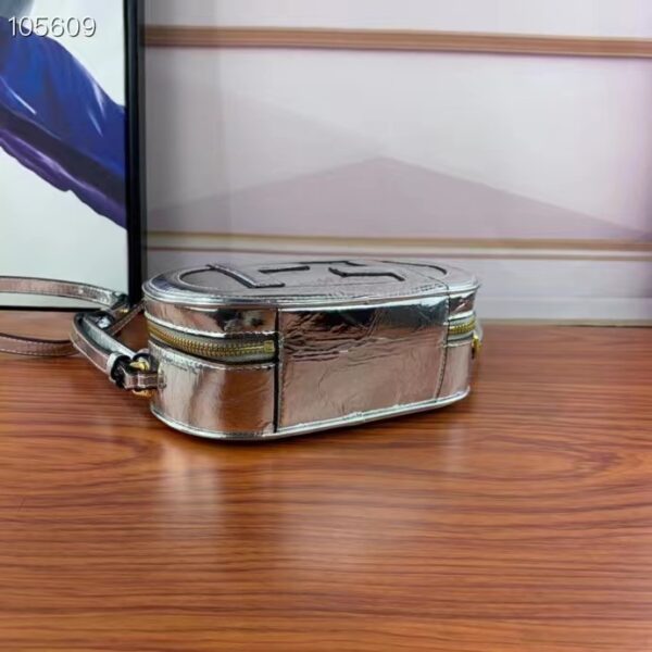 Fendi Women FF O’Lock Mini Camera Case Silver Laminated Leather Mini Bag (4)