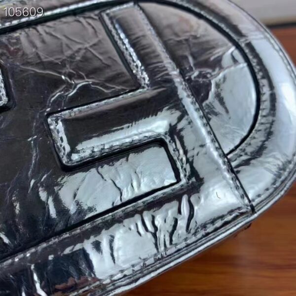 Fendi Women FF O’Lock Mini Camera Case Silver Laminated Leather Mini Bag (8)
