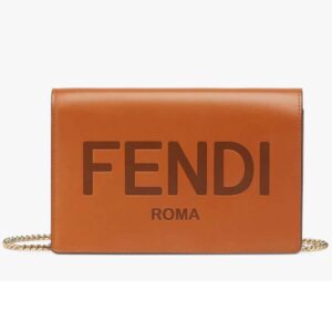 Fendi Women FF Wallet On Chain Brown Leather Mini Bag