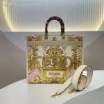 Fendi Women Fendi Sunshine Medium Fendace Printed FF White Leather Shopper - Image 4