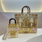 Fendi Women Fendi Sunshine Medium Fendace Printed FF White Leather Shopper - Image 6