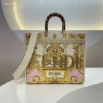 Fendi Women Fendi Sunshine Medium Fendace Printed FF White Leather Shopper - Image 2