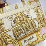 Fendi Women Fendi Sunshine Medium Fendace Printed FF White Leather Shopper - Image 7