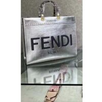 Fendi Women Fendi Sunshine Medium Silver Laminated Leather Shopper (5)