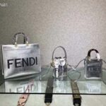 Fendi Women Fendi Sunshine Medium Silver Laminated Leather Shopper - Bild 7