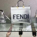 Fendi Women Fendi Sunshine Medium Silver Laminated Leather Shopper - Bild 3
