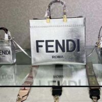 Fendi Women Fendi Sunshine Medium Silver Laminated Leather Shopper (5)