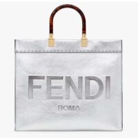 Fendi Women Fendi Sunshine Medium Silver Laminated Leather Shopper (5)