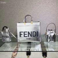 Fendi Women Fendi Sunshine Medium Silver Laminated Leather Shopper (5)