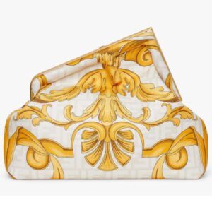 Fendi Women First Medium Fendace White Yellow Printed Silk Bag