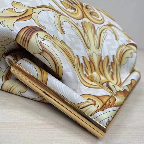 Fendi Women First Medium Fendace White Yellow Printed Silk Bag (6)