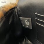 Fendi Women Mini Baguette Brown Sheepskin Sheep Fur Calfskin Bag - Image 9