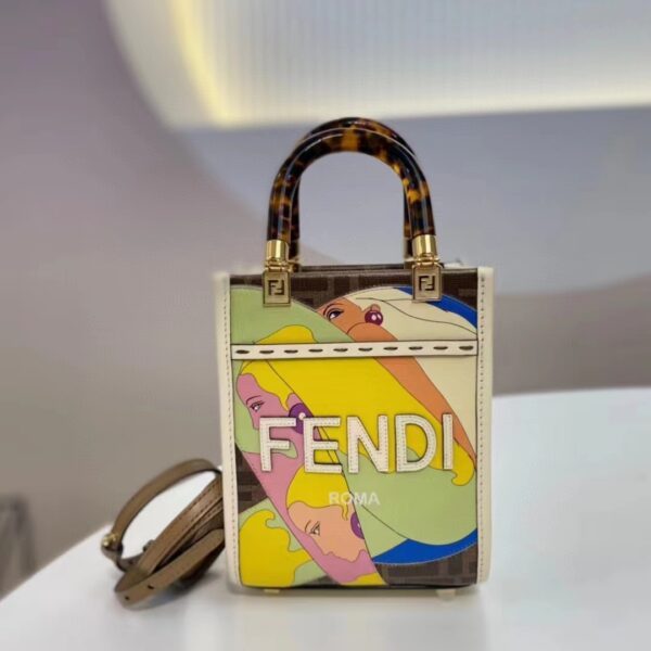 Fendi Women Mini Sunshine Shopper FF Printed Fabric Mini Bag (2)