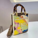 Fendi Women Mini Sunshine Shopper FF Printed Fabric Mini Bag - Image 3