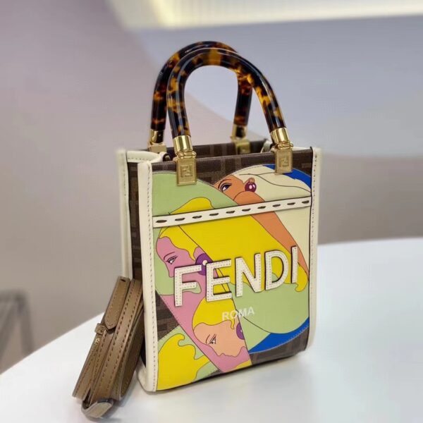Fendi Women Mini Sunshine Shopper FF Printed Fabric Mini Bag (4)