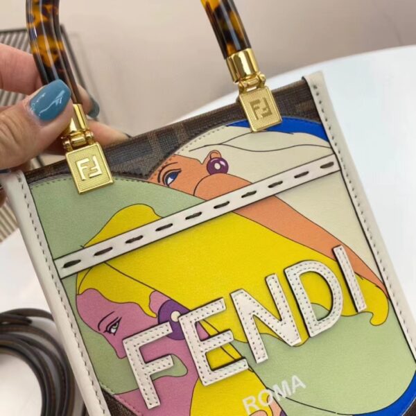 Fendi Women Mini Sunshine Shopper FF Printed Fabric Mini Bag (8)