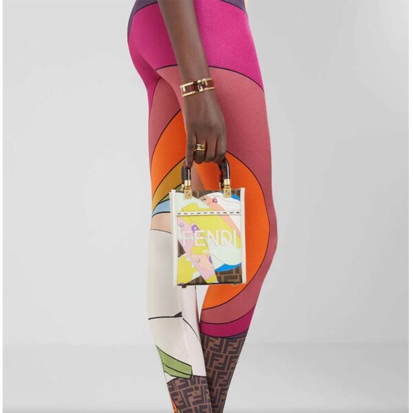 Fendi Women Mini Sunshine Shopper FF Printed Fabric Mini Bag (9)