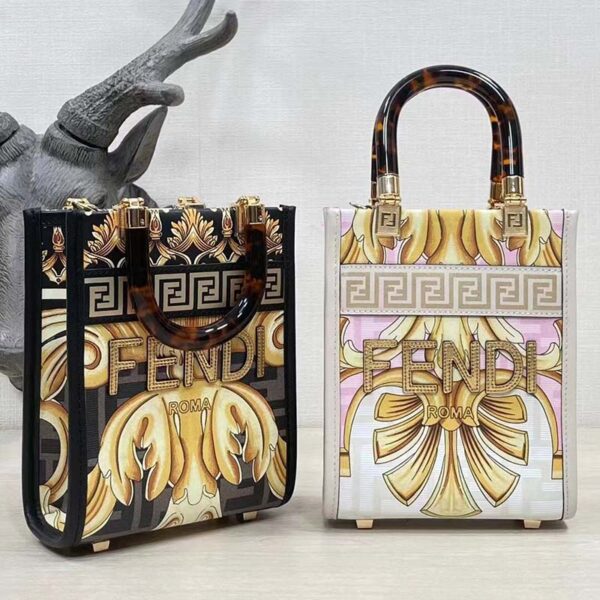 Fendi Women Mini Sunshine Shopper Fendace Printed FF Leather Mini Bag (11)