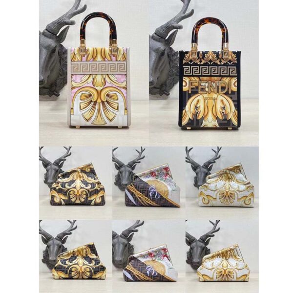Fendi Women Mini Sunshine Shopper Fendace Printed FF Leather Mini Bag (3)