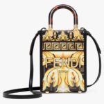 Fendi Damen Mini Sunshine Shopper Fendace Bedruckte Minitasche aus FF-Leder