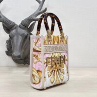 Fendi Women Mini Sunshine Shopper Fendace Printed White FF Leather Mini Bag (3)