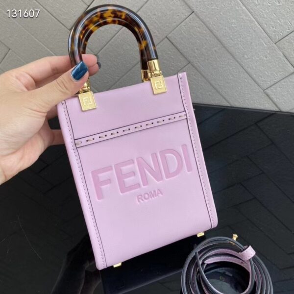 Fendi Women Mini Sunshine Shopper Lilac Leather Mini Bag (1)