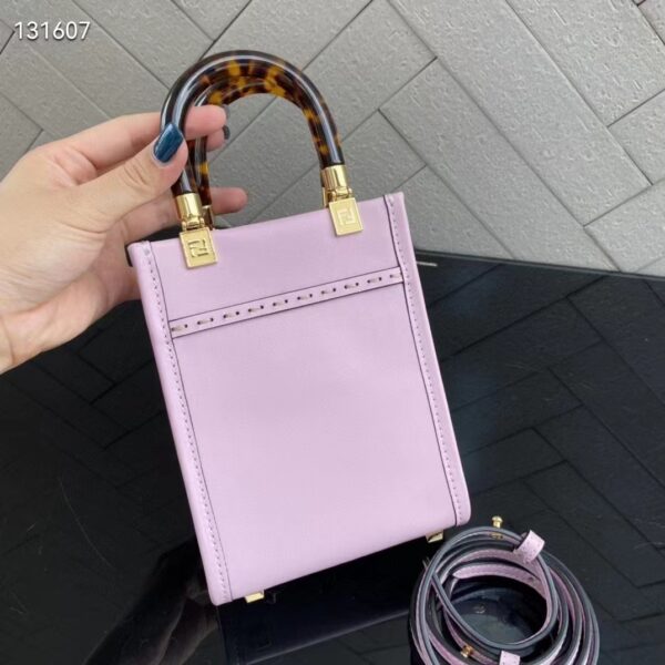 Fendi Women Mini Sunshine Shopper Lilac Leather Mini Bag (3)