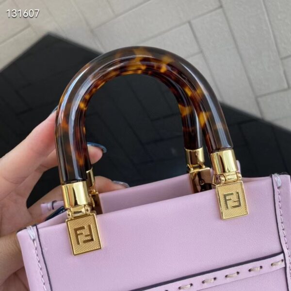 Fendi Women Mini Sunshine Shopper Lilac Leather Mini Bag (7)