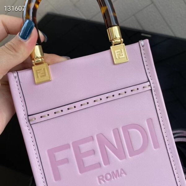 Fendi Women Mini Sunshine Shopper Lilac Leather Mini Bag (9)