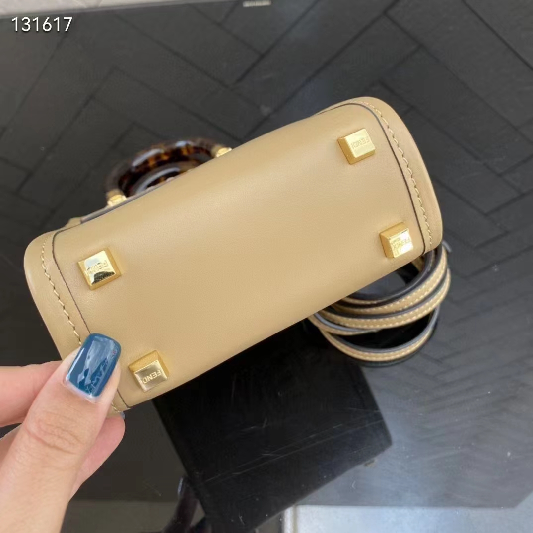 Fendi Women Mini Sunshine Shopper Pale Pink Leather Mini Bag