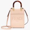 Fendi Women Mini Sunshine Shopper Pale Pink Leather Mini Bag