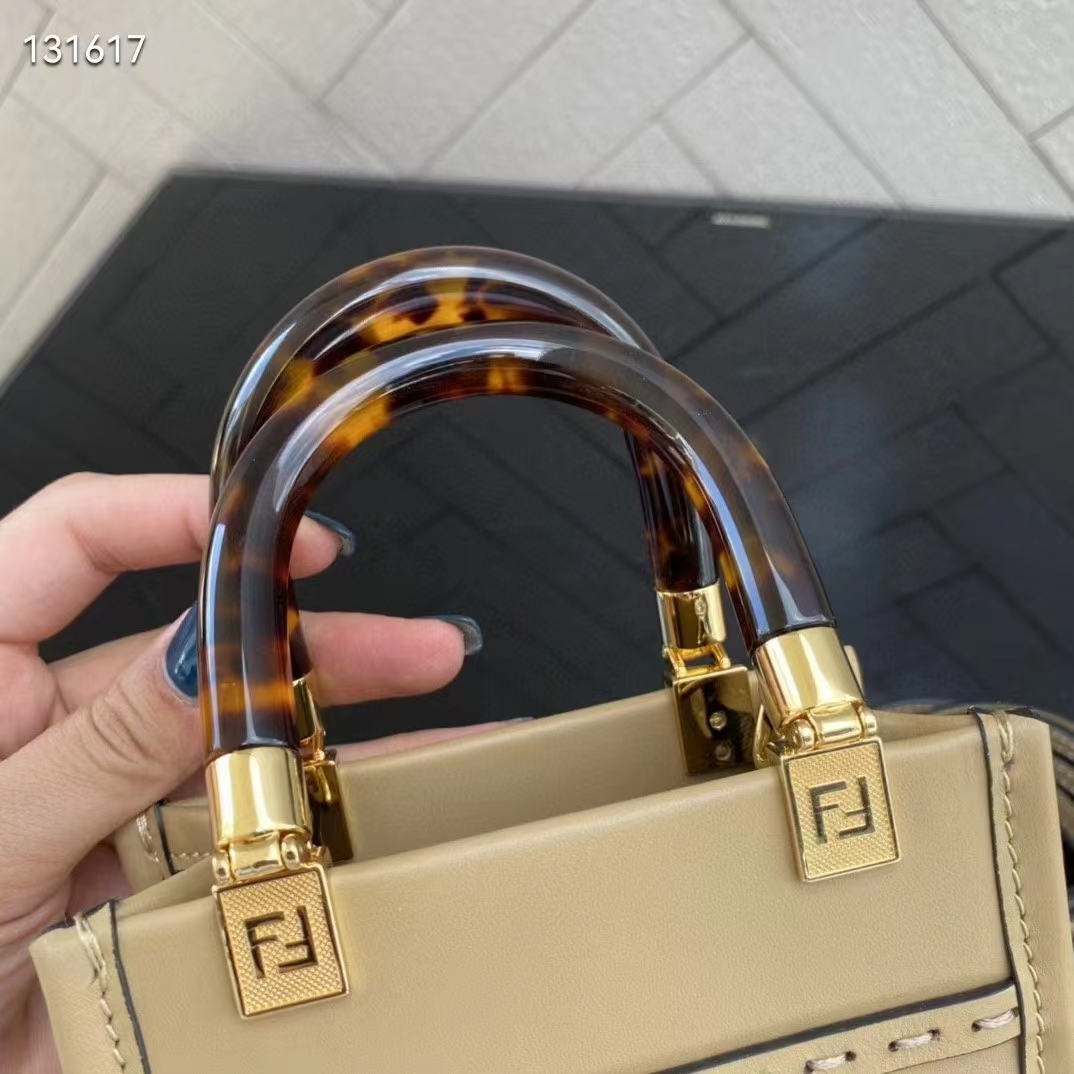 Fendi Women Mini Sunshine Shopper Pale Pink Leather Mini Bag