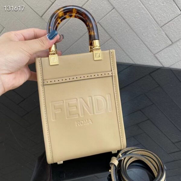 Fendi Women Mini Sunshine Shopper Pale Pink Leather Mini Bag (7)