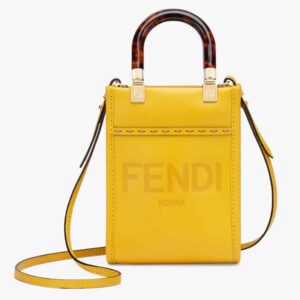 Fendi Women Mini Sunshine Shopper Yellow Leather Mini Bag