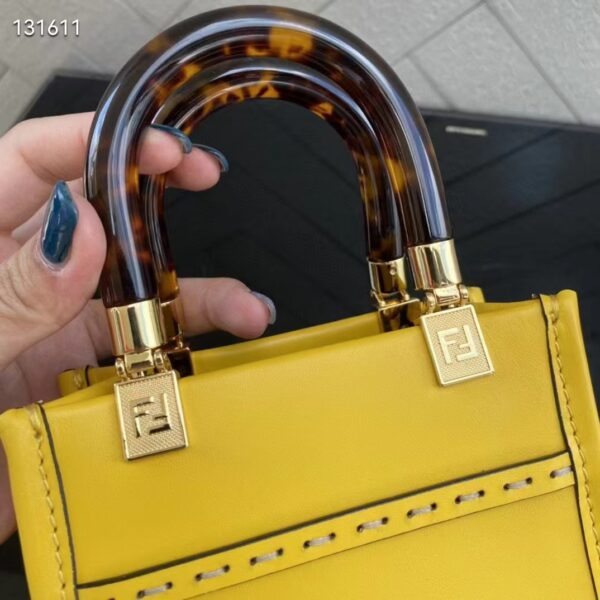 Fendi Women Mini Sunshine Shopper Yellow Leather Mini Bag (4)