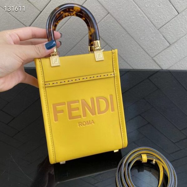 Fendi Women Mini Sunshine Shopper Yellow Leather Mini Bag (6)