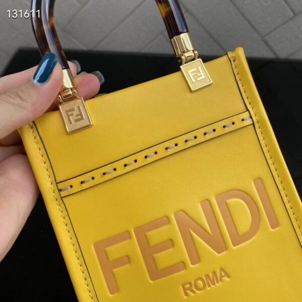 Fendi Women Mini Sunshine Shopper Yellow Leather Mini Bag (7)