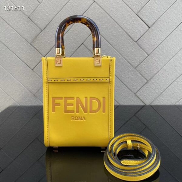 Fendi Women Mini Sunshine Shopper Yellow Leather Mini Bag (8)